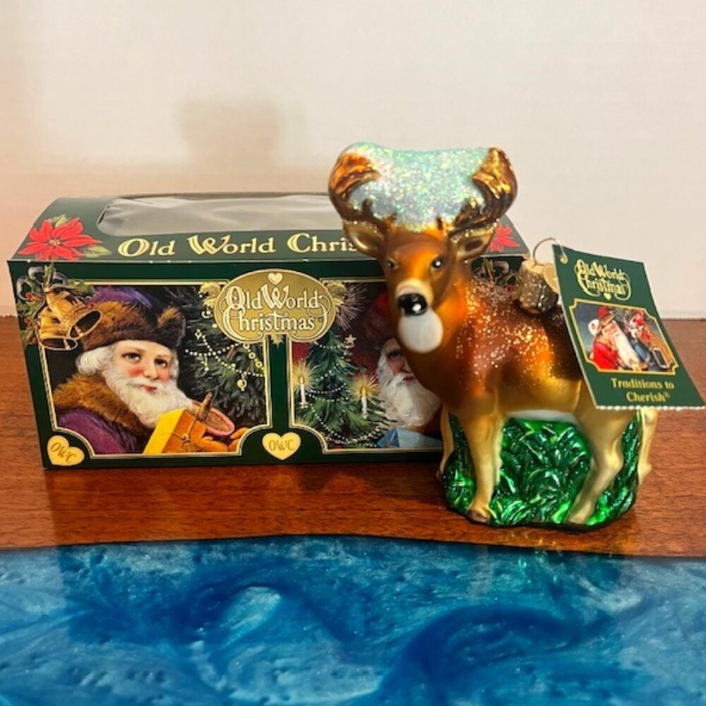 Old World Christmas Buck White Tail Deer Ornament NWT